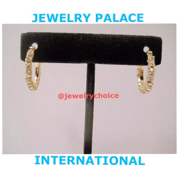 🆕14K Gold Filled 15MM Tiny Cubic Zirconia Hoop Earrings. - Picture 2 of 8